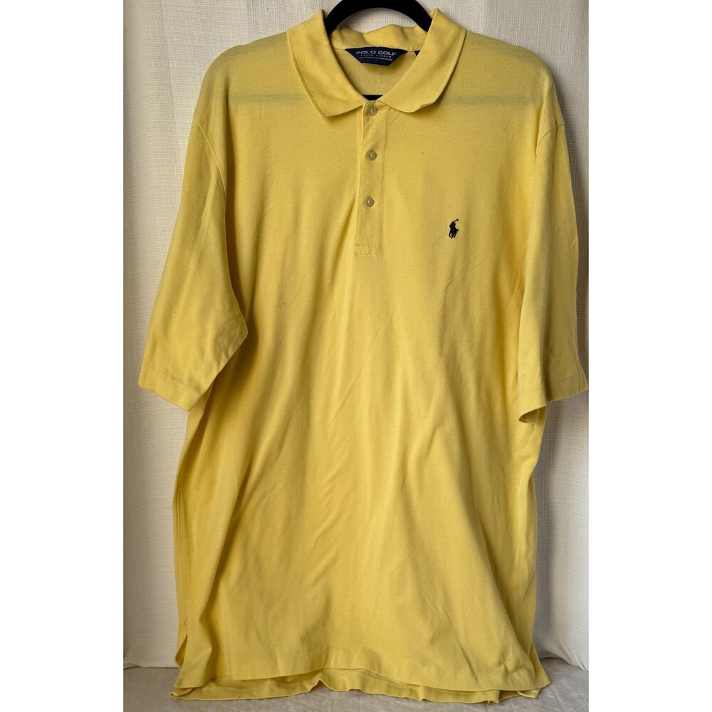 Polo Golf Ralph Lauren Vintage Lisle Men Polo Shirt Yellow Sz XL  Pima Cotton